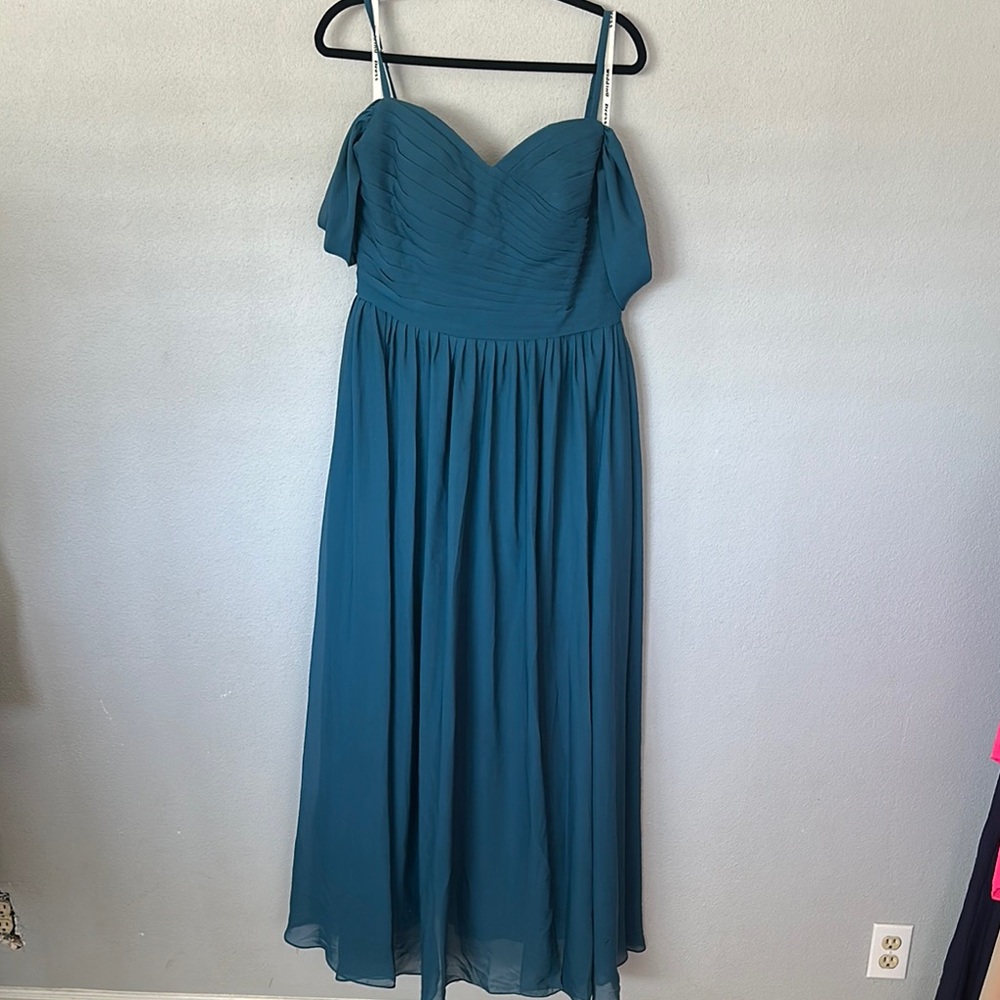 Teal Off-Shoulder Chiffon Maxi Dress- NWOT